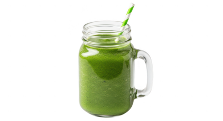 Green smoothie in a mason jar isolated on transparent background