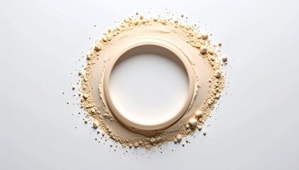 Light beige powder encircled in a circle