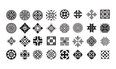Thanksgiving and Tribal Symbols | Pilgrim Icons, Harvest Elements, and Geometric Ethnic Patterns

