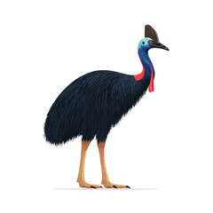 Flat 2D Cassowary vector illustration, icon graphic on white background