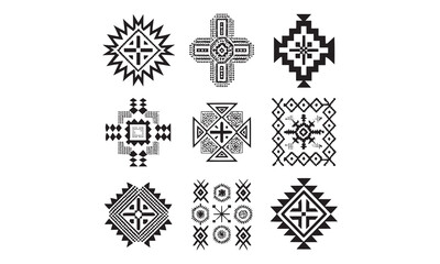 Thanksgiving and Tribal Symbols | Pilgrim Icons, Harvest Elements, and Geometric Ethnic Patterns

