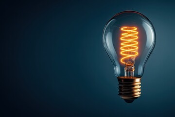 Glowing Lightbulb on Dark Background - Idea and Innovation Concept.