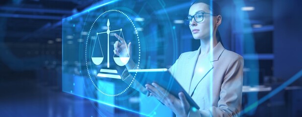LegalTech and Digital Justice System Business Technology Concept.