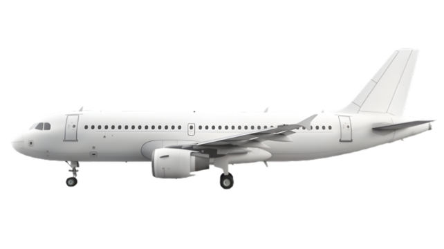 Clean white airbus a320 family airplane isolated for transportation and aviation concepts