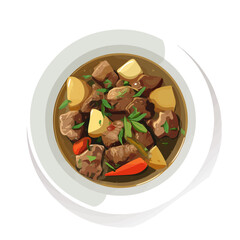2D flat vector graphic of a Lamb Stew in icon style, isolated on white background