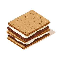 Smores, 2D flat vector illustration in icon style, isolated on a white background