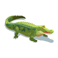 Minimal 2D flat vector of a Crocodile, icon-style illustration on a white background