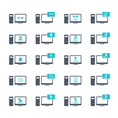 Malware desktop icon set. Hacking concept.