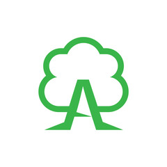 Minimalistic Green Tree Icon with A Logo
