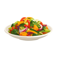 Veggie Stir-fry, 2D flat vector illustration in icon style, isolated on a white background