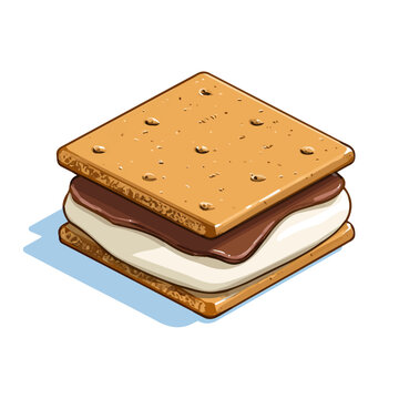 Flat 2D Smores vector illustration, icon graphic on white background