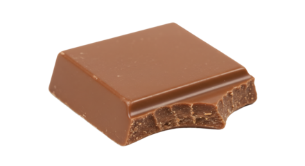 Close up view of a bite taken from a delicious chocolate bar, evoking sweetness, and indulgence