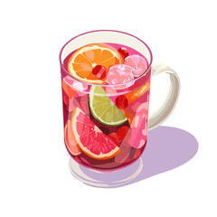 Minimal 2D flat vector of a Fruit Punch, icon-style illustration on a white background
