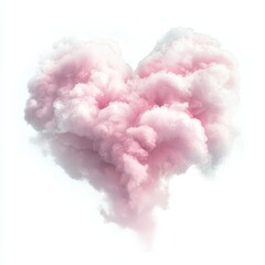 Fototapeta premium A fluffy, heart-shaped cloud in soft pink hues, evoking feelings of love and creativity against a bright background.