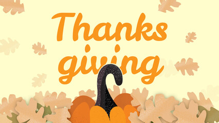 Festive autumn design celebrating Thanksgiving with pumpkins and leaves