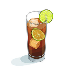 Long Island Iced Tea, 2D flat vector illustration in icon style, isolated on a white background