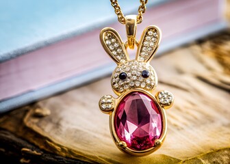 gold bunny with Easter  AI generated