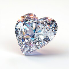A sparkling heart-shaped diamond glimmers with reflections, showcasing its intricate facets and clarity against a soft background.