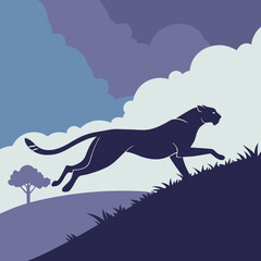 Fast Cheetah Run Silhouette