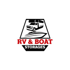 Adventure Vehicle RV Camp Ground Rental Storage Logo Template Vector
