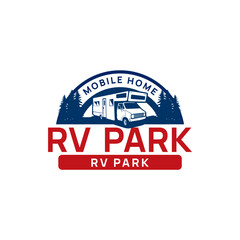 Adventure Vehicle RV Camp Ground Rental Storage Logo Template Vector