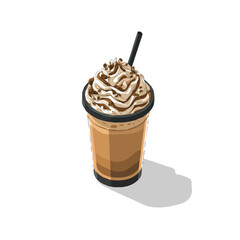 Minimal 2D flat vector of a Coffee Frappuccino, icon-style illustration on a white background