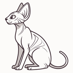Sphinx cat breed color flat icon for web and mobile design. Vector illustration of cartoon Sphinx cat exotic cats of breed a sphinx. Cat portrait. Isolated on white background.