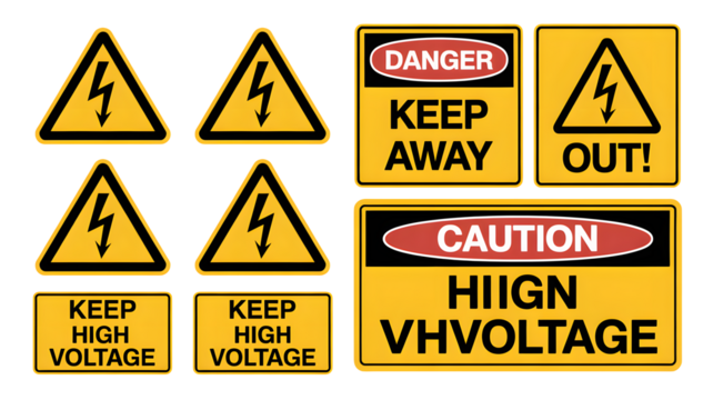 Essential safety warning signs for electrical hazards and high voltage areas keeping everyone safe
