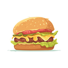 2D flat vector graphic of a Veggie Burger in icon style, isolated on white background