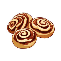 2D flat vector graphic of a Cinnamon Rolls in icon style, isolated on white background