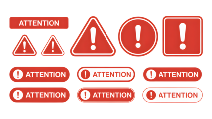 Urgent attention alerts and warning signs collection, essential for immediate notifications and safety