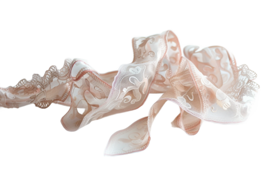 Elegant ribbon floating in the air with delicate, intricate patterns