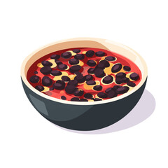 2D flat vector graphic of a Black Bean Soup in icon style, isolated on white background