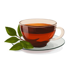 2D flat vector graphic of a Black Tea in icon style, isolated on white background