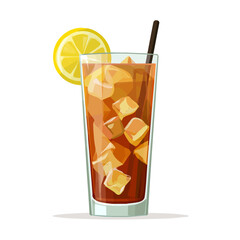 2D flat vector graphic of a Long Island Iced Tea in icon style, isolated on white background
