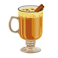 Flat 2D Hot Buttered Rum vector illustration, icon graphic on white background