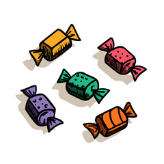 Halloween Candy, 2D flat vector illustration in icon style, isolated on a white background