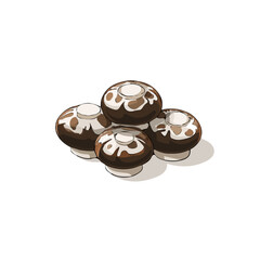 Flat 2D Stuffed Mushrooms vector illustration, icon graphic on white background