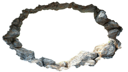 A detailed cutout of a rock tunnel or cave entrance isolated on transparent background perfect for your creative projects and designs.