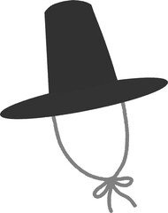 Minimal Korean Traditional Gat Hat with String Tie – Joseon Dynasty Black Hat Clipart
