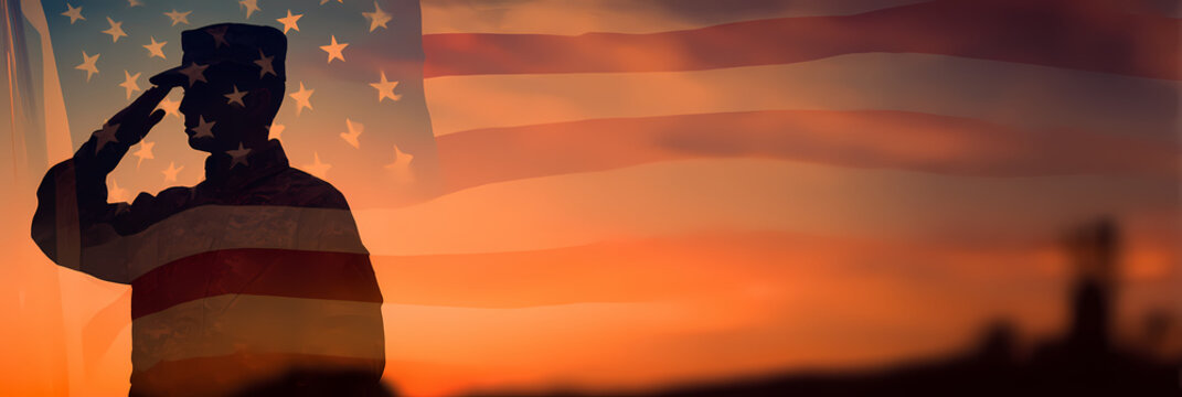 Veterans Day graphic material Patriotic American Flag and Military Memorabilia, American flag watercolor, Military boots silhouette, Soldier tribute, Banner