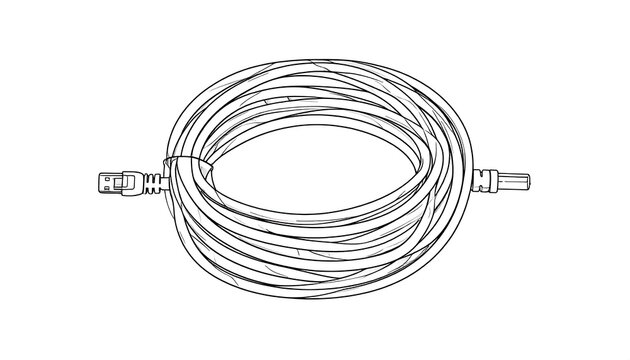Rolled up cable technical drawing