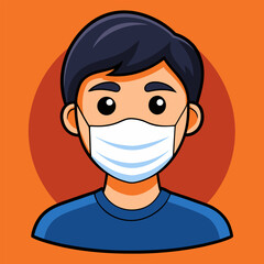 Yellow smiley face emoji wearing a white medical face mask showing caution and protection