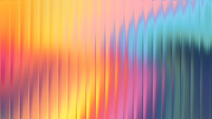 Frosted glass with vertical ridges and a warm color gradient abstract background