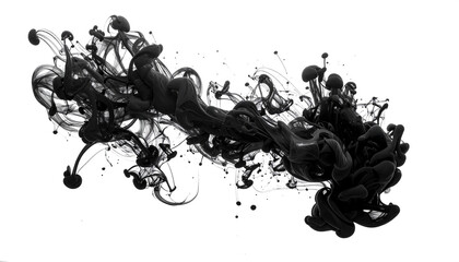 Abstract Black Ink Swirl &mdash; Isolated on Transparent, Dynamic Design Element for Banners