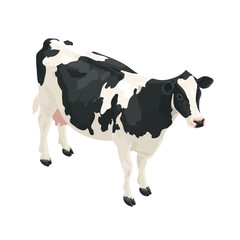 Dairy Cow, 2D flat vector illustration in icon style, isolated on a white background