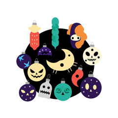 Fototapeta premium Halloween Ornaments Collection Festive Holiday Decorations.