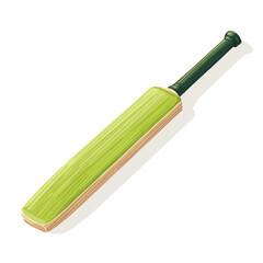 Flat 2D Cricket Bat vector illustration, icon graphic on white background