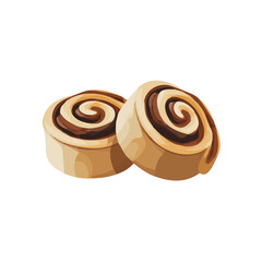 Flat 2D Cinnamon Rolls vector illustration, icon graphic on white background