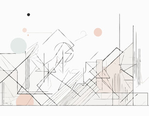 Minimalist Line Art Background with Geometric Shapes, Abstract Patterns, and Muted Colors for Modern Website Design and Subtle Texture Overlays.